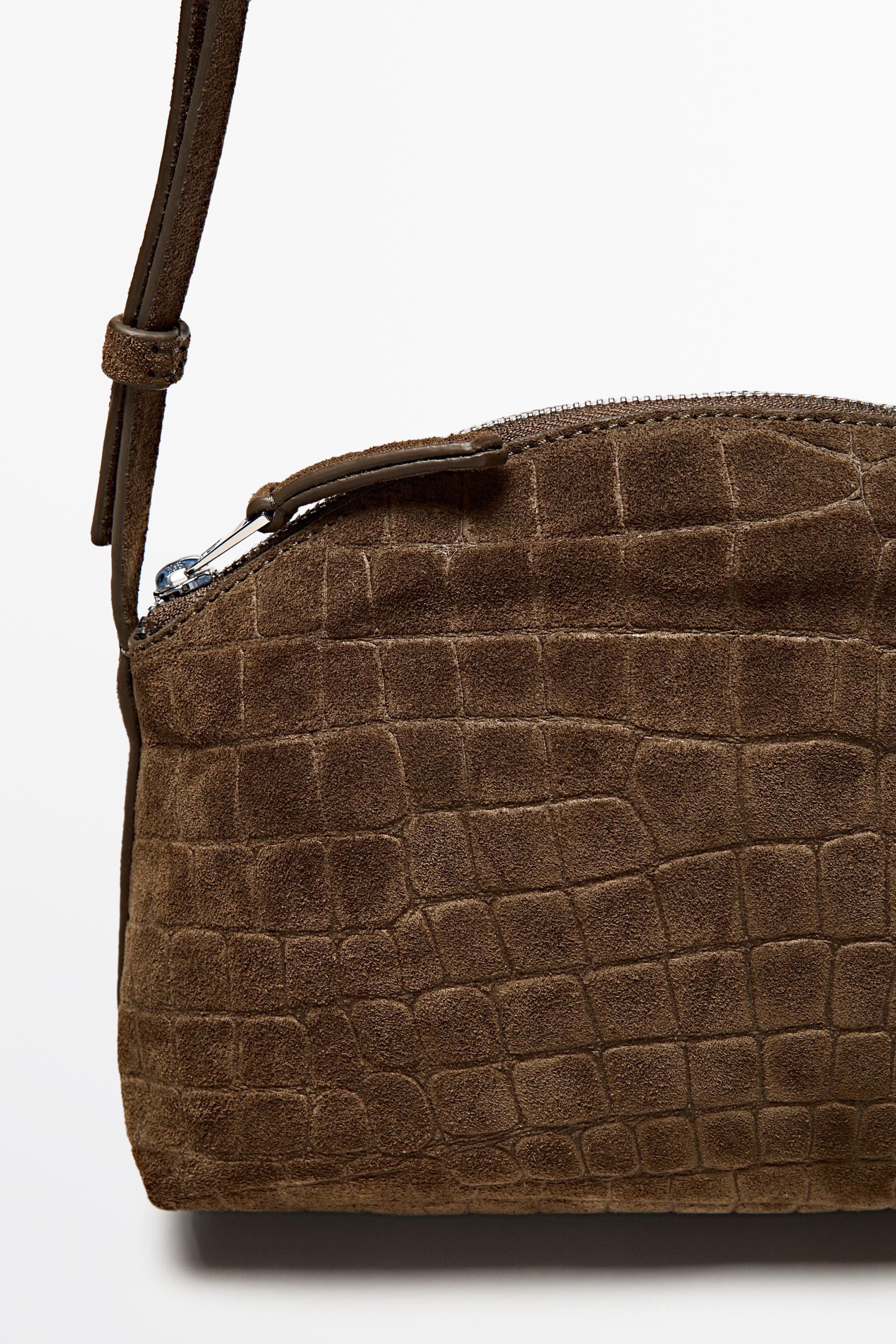 Split suede leather crossbody bag